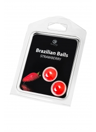 Набор из 2 шариков с массажным маслом Brazilian Balls с ароматом клубники - Secret Play - купить с доставкой в Ставрополе