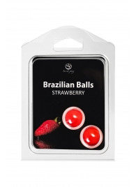 Набор из 2 шариков с массажным маслом Brazilian Balls с ароматом клубники - Secret Play - купить с доставкой в Ставрополе