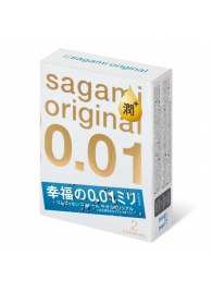 Увлажнённые презервативы Sagami Original 0.01 Extra Lub - 2 шт. - Sagami - купить с доставкой в Ставрополе