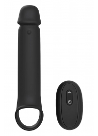 Черная насадка-удлинитель с вибрацией Vibrating Extender With Remote - Dream Toys - в Ставрополе купить с доставкой