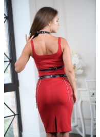 Черно-серебристая портупея-юбка plus size с цепочками - БДСМ Арсенал - купить с доставкой в Ставрополе