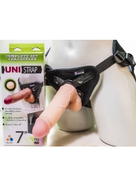 Страпон-унисекс с двумя насадками UNI strap 7  Harness - 19 и 16 см. - LOVETOY (А-Полимер) - купить с доставкой в Ставрополе