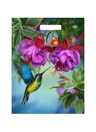 Пакет с принтом в виде колибри в цветах с вырубной ручкой (31х40 см) - Сима-Ленд - купить с доставкой в Ставрополе