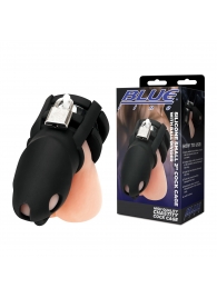 Черная клетка для пениса Silicone Small 2 in Cock Cage With Ball Divider - BlueLine - купить с доставкой в Ставрополе