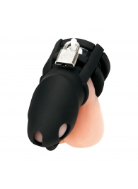 Черная клетка для пениса Silicone Small 2 in Cock Cage With Ball Divider - BlueLine - купить с доставкой в Ставрополе
