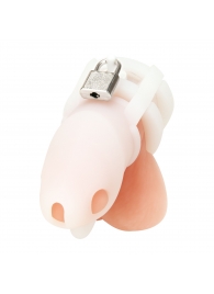 Белая клетка для пениса Silicone Small 2 in Cock Cage With Ball Divider - BlueLine - купить с доставкой в Ставрополе