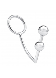 Кольцо на пенис с анальным стимулятором Two Bead Stainless Steel Anal Hook   Cock Ring - BlueLine - в Ставрополе купить с доставкой