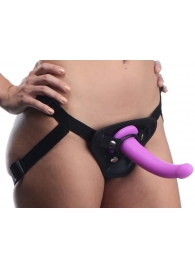 Лиловый поясной страпон Navigator Silicone G-Spot Dildo with Harness - 17,8 см. - XR Brands - купить с доставкой в Ставрополе