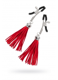 Зажимы на соски «Прищепки» с красными кисточками из замши - Pecado - купить с доставкой в Ставрополе