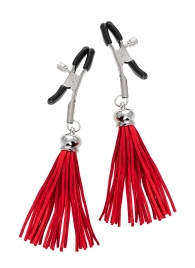 Зажимы на соски «Прищепки» с красными кисточками из замши - Pecado - купить с доставкой в Ставрополе