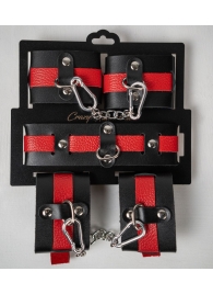 Черно-красный набор фиксаций: наручники, оковы и ошейник - Crazy Handmade - купить с доставкой в Ставрополе