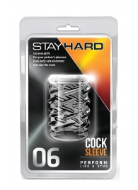 Прозрачная насадка с объёмными чёрточками STAY HARD COCK SLEEVE 06 CLEAR - Blush Novelties - в Ставрополе купить с доставкой
