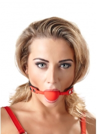 Силиконовый кляп-шар на чёрных ремешках Red Gag silicone - Orion - купить с доставкой в Ставрополе