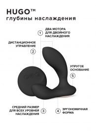 Черный вибромассажер простаты с пультом ДУ Hugo 2 Remote - Lelo - в Ставрополе купить с доставкой