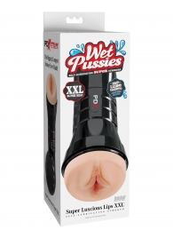 Телесный мастурбатор-вагина в черной колбе Super Luscious Lips XXL - Pipedream - в Ставрополе купить с доставкой