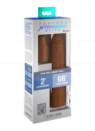 Коричневая насадка на член 2  Silicone X-tension - 20,3 см. - Pipedream - в Ставрополе купить с доставкой