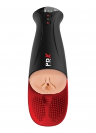 Телесный мастурбатор-вагина в черной колбе с вибрацией Fuck-O-Matic Pro XL - Pipedream - в Ставрополе купить с доставкой