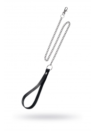 Поводок с ручкой из черной натуральной кожи и карабином для ошейника - Pecado - купить с доставкой в Ставрополе