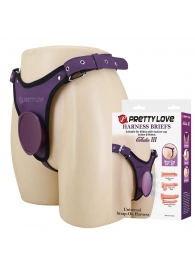 Фиолетовые трусики харнесс с платформой Caludio III - Baile - купить с доставкой в Ставрополе