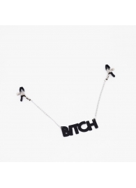 Зажимы на соски с кожаной подвеской Bitch - Crazy Handmade - купить с доставкой в Ставрополе