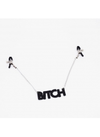 Зажимы на соски с кожаной подвеской Bitch - Crazy Handmade - купить с доставкой в Ставрополе