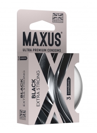 Черные утолщенные презервативы MAXUS Extra Strong с железным кейсом - 3 шт. - Maxus - купить с доставкой в Ставрополе