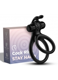 Черное эрекционное виброкольцо с подхватом мошонки Stay Hard - Boys of Toys - в Ставрополе купить с доставкой
