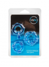 Набор из 3 синих эрекционных колец с различным рельефом - Erowoman-Eroman - в Ставрополе купить с доставкой