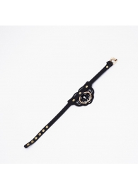 Черный чокер с клепками и золотистой фурнитурой - Crazy Handmade - купить с доставкой в Ставрополе