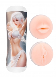 Двусторонний мастурбатор в колбе аниме - вагина и ротик - Tokyo Style - в Ставрополе купить с доставкой Двусторонний мастурбатор в колбе аниме - вагина и ротик - Tokyo Style - в Ставрополе купить с доставкой