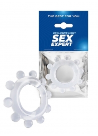 Прозрачное эрекционное кольцо со стимулирующими шариками - Sex Expert - в Ставрополе купить с доставкой