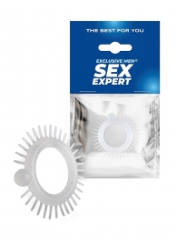 Эластичное эрекционное кольцо с шипиками и шариком - Sex Expert - в Ставрополе купить с доставкой