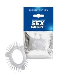Эластичное эрекционное кольцо с 3 шариками и шипами - Sex Expert - в Ставрополе купить с доставкой