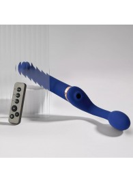 Синий безремневой страпон Multi Orgasm Bendable Strap-On size XL с клиторальной стимуляцией - Strap-on-me - купить с доставкой в Ставрополе