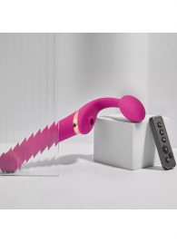 Ярко-розовый безремневой страпон Multi Orgasm Bendable Strap-On size L с клиторальной стимуляцией - Strap-on-me - купить с доставкой в Ставрополе