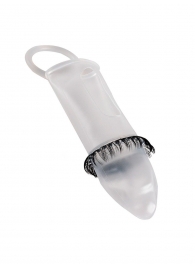 Закрытая насадка на пенис с подхватом мошонки и стимулирующими «ресничками» - Sextaz - в Ставрополе купить с доставкой