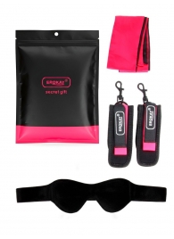 Черно-розовый эротический набор: маска, наручники и повязка - Erokay - купить с доставкой в Ставрополе