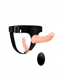 Женский страпон с 2 насадками, вибрацией и пультом ДУ - Erowoman-Eroman - купить с доставкой в Ставрополе