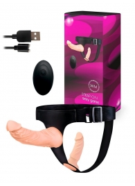 Женский страпон с 2 насадками, вибрацией и пультом ДУ - Erowoman-Eroman - купить с доставкой в Ставрополе