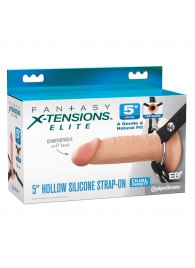 Телесный пустотелый фаллопротез 5’’ Hollow Silicone Strap-On - 14 см. - Pipedream - купить с доставкой в Ставрополе
