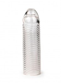 Прозрачная закрытая насадка на пенис с ребрышками - 16 см. - Sex Expert - в Ставрополе купить с доставкой