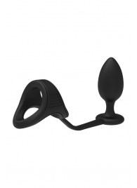 Черное эрекционное кольцо с анальной пробкой Cockstrap With Anal Plug - Dream Toys - в Ставрополе купить с доставкой