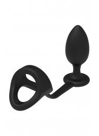 Черное эрекционное кольцо с анальной пробкой Cockstrap With Anal Plug - Dream Toys - в Ставрополе купить с доставкой