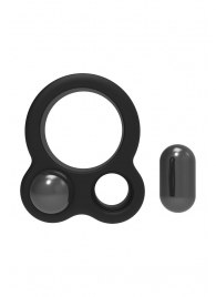 Черное эрекционное кольцо с утяжелителями Cockring Dual Weight - Dream Toys - в Ставрополе купить с доставкой