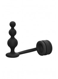 Черное эрекционное кольцо с анальной елочкой Cockring With Beaded Anal Plug - Dream Toys - в Ставрополе купить с доставкой