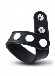 Черное эрекционное кольцо на кнопках - Blush Novelties - в Ставрополе купить с доставкой