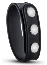 Черное эрекционное кольцо на кнопках - Blush Novelties - в Ставрополе купить с доставкой