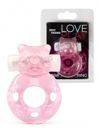 Розовое эрекционное виброкольцо в форме мишки - 1137 - в Ставрополе купить с доставкой