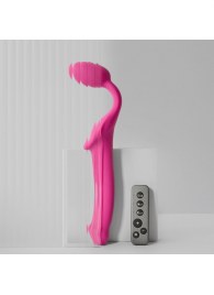 Ярко-розовый безремневой страпон Strap-on-me Vibrating Bendable Strap-On size M - Strap-on-me - купить с доставкой в Ставрополе