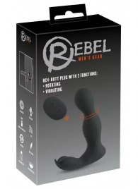 Черная анальная пробка с вибрацией, вращением и пультом ДУ RC Butt Plug with 2 Functions - Orion - в Ставрополе купить с доставкой
